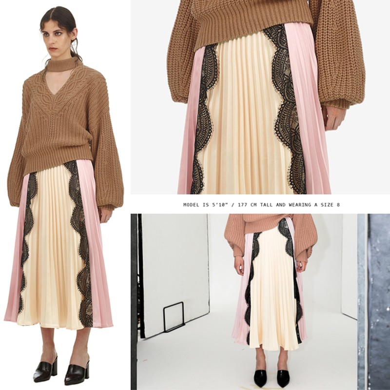 Lace-Trimmed Midi Skirt