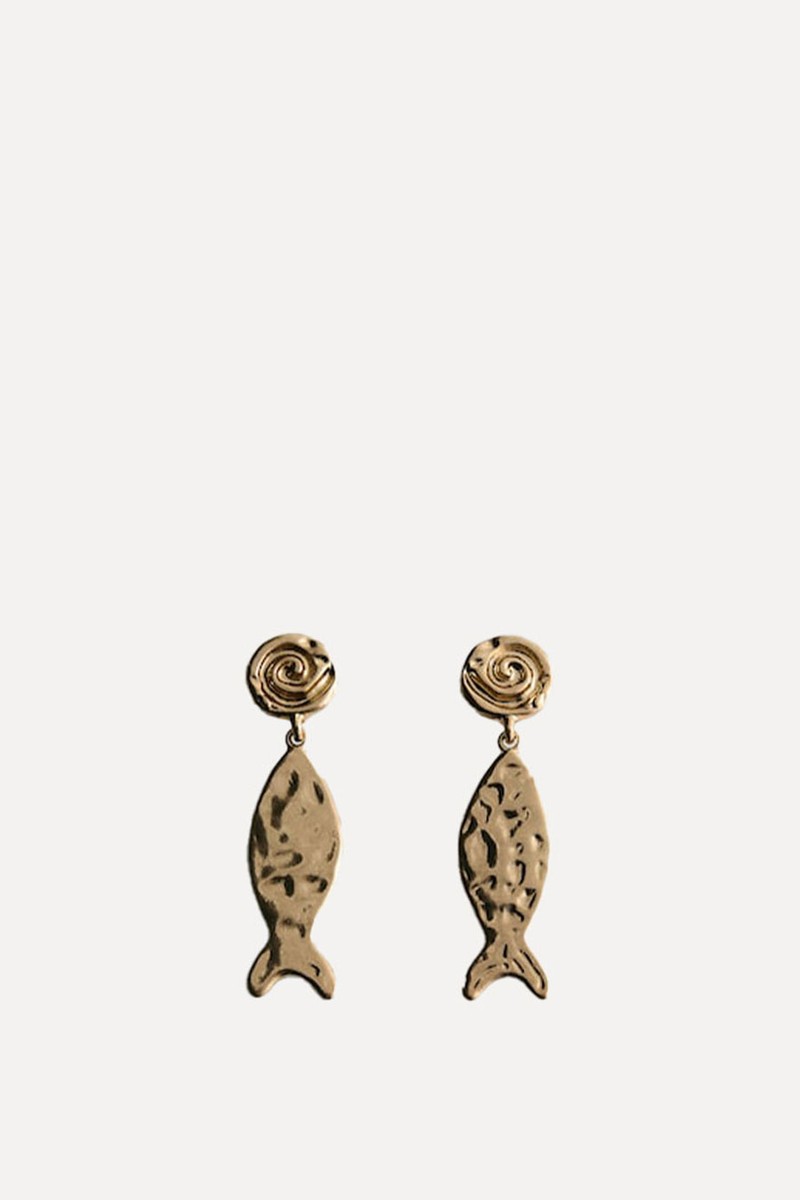 Textured Fish Earrings from Mango