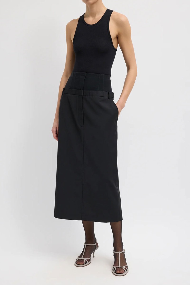 Recycled Tropical Wool Corset Maxi Trouser Skirt from Tibi
