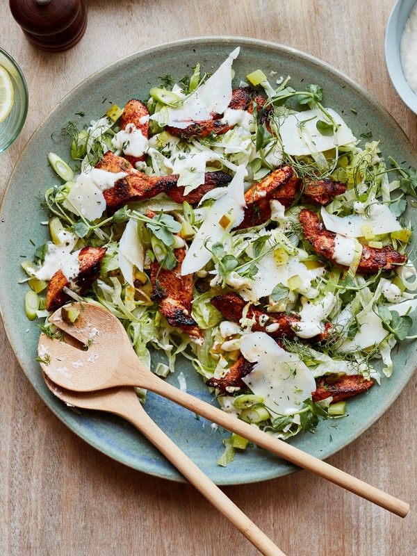 Warm Chicken & Dill Salad With Mustard Parmesan Dressing