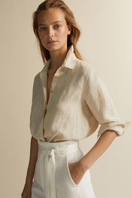 100% Plain Linen Shirt from Massimo Dutti