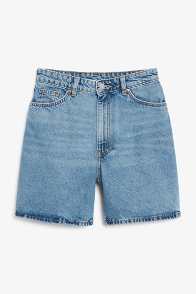 Medium Blue High Waist Denim Shorts from Monki