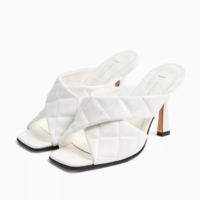 White Quilted High Mules from Topshop