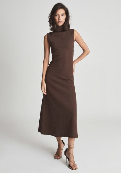 Alyssa Open Back Tie Detail Midi Dress from Reiss