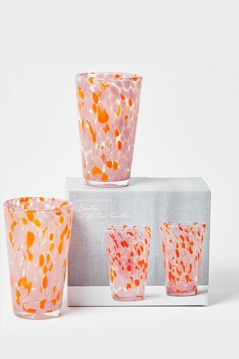 Bexton Orange Spot Highball Glass Tumblers from Oliver Bonas