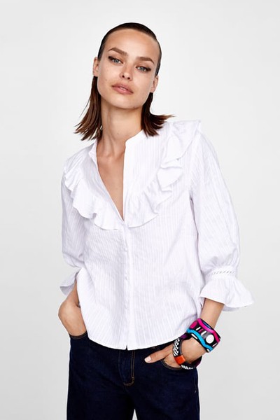 Striped Textured Weave Shirt from Zara