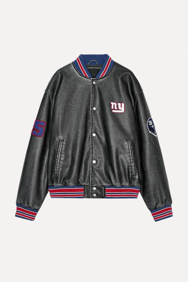 NFL Leather-Effect Bomber Jacket from Zara