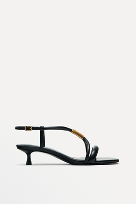 High-Heel Sandals With Metal Piece from Massimo Dutti
