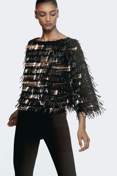 Fringed Sequin Top