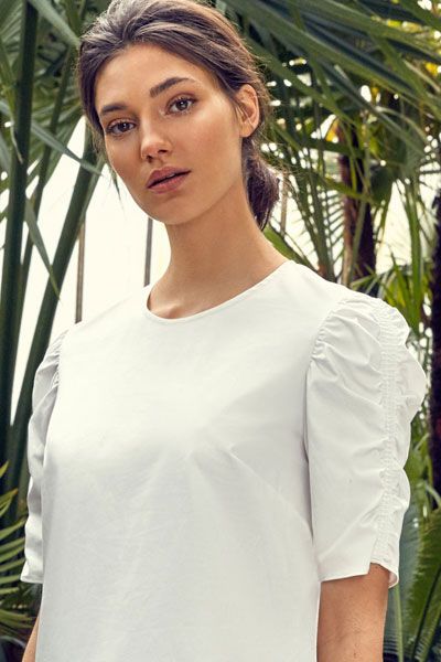 Clelly Ruched Cotton Top