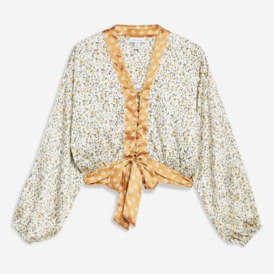 Floral Belted Plunge Blouse from Topshop