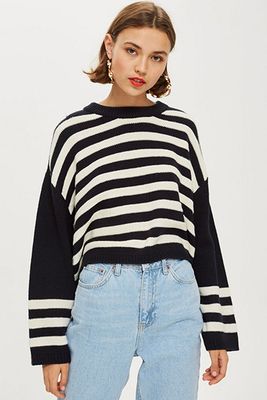 Ottoman Stripe Cropped Jumper from Topshop
