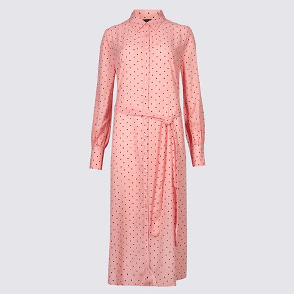 Printed Longline Shirt Midi Dress 
