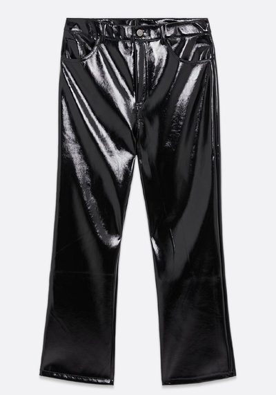 Shine On Black Vinyl Leather-Look Trousers