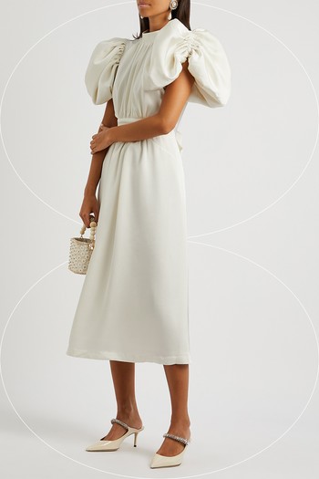 Noon Cream Satin Midi Dress from Rotate Birger Christensen