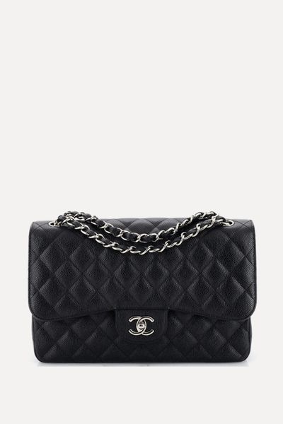 Classic Double Flap Bag Quilted Caviar Jumbo from Chanel