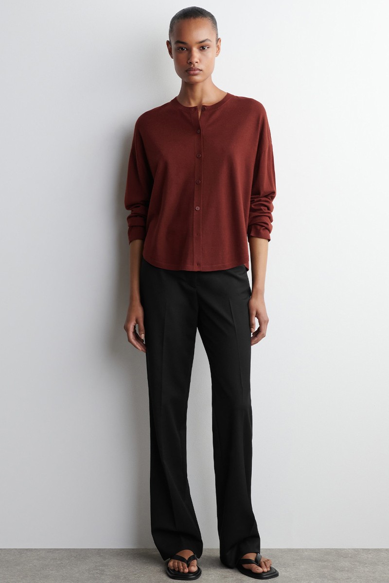 Circle-Cut Merino Wool Cardigan