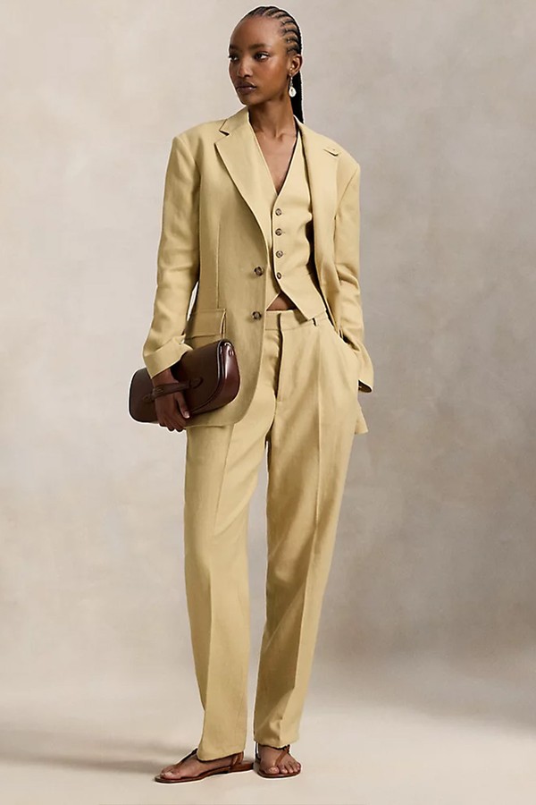Hemp Pleated Tapered Trousers 
