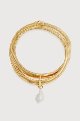Pearl-Embellished 24kt Gold-Plated Necklace from Timeless Pearly