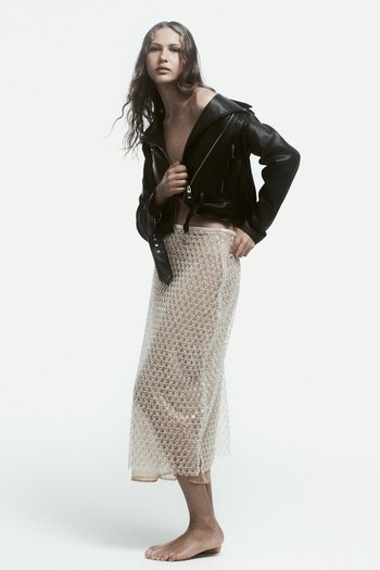 Beaded Sequinned Midi Skirt from Zara 