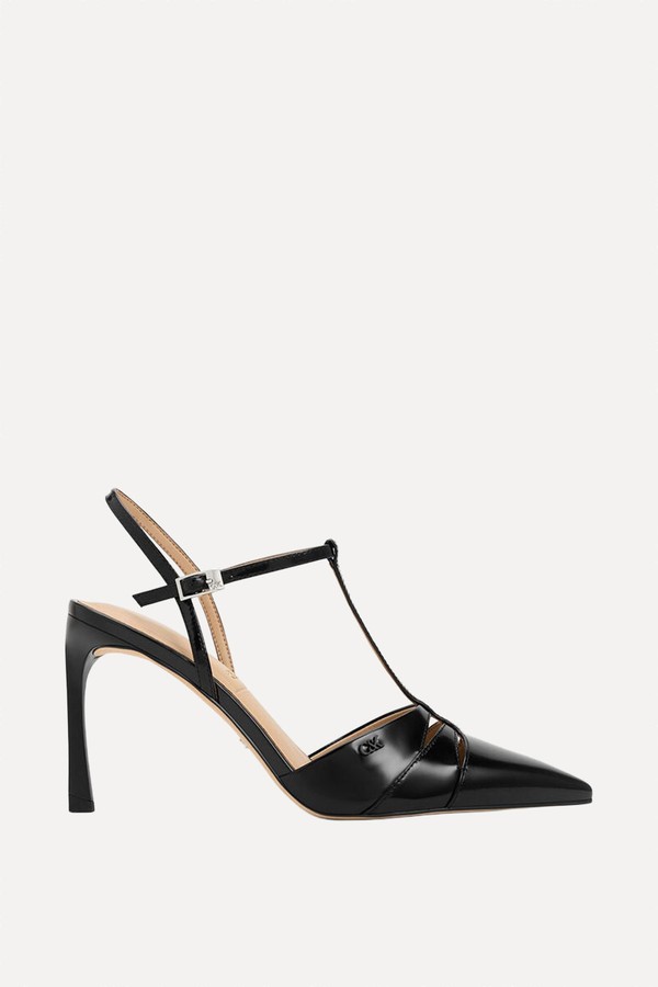 Leather T-Bar Pointed-Toe Pumps from Charles & Keith