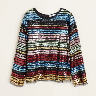 Multicolor striped sequins top from Mango