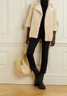 Oh Regine Velvet-Trimmed Faux Fur Coat from Faz Not Fur