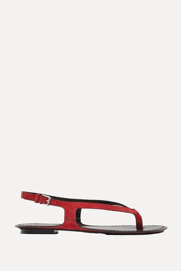 Split Suede Flat Sandals