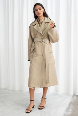 Belted Linen Blend Trench Coat from & Other Stories