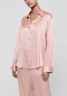London Pale Blush Silk Pyjama Shirt  from Asceno