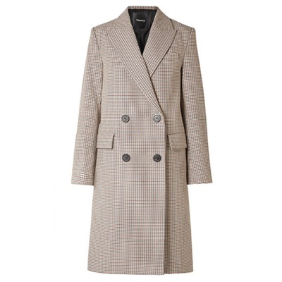 Genesis Double-Breasted Houndstooth Cotton Coat from Theory 