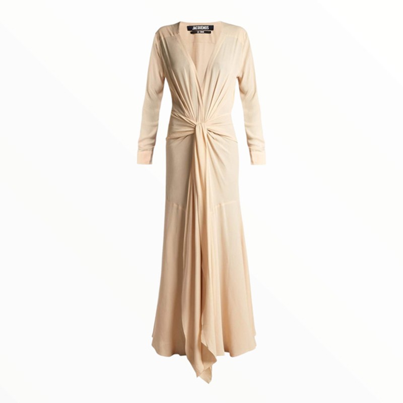 Viavelez Knotted Crepe Maxi Dress from Jacquemus