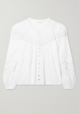 Badyn Crochet & Broderie Anglaise Cotton-Voile Blouse from LoveShackFancy