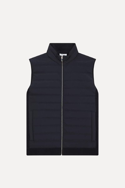 Hybrid Quilt & Knit Zip-Through Gilet  from Reiss