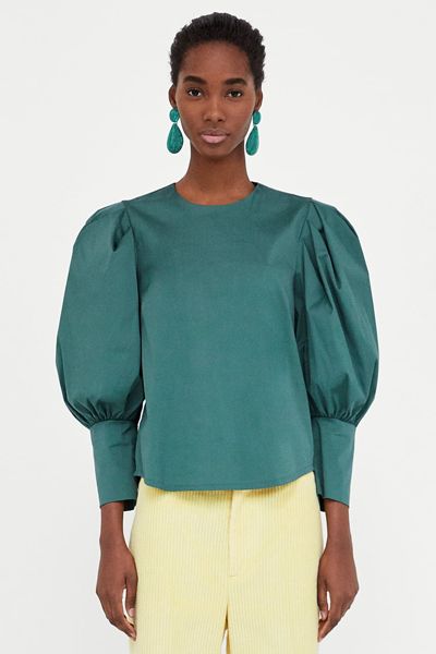 Top With Pleat Puff Sleeves from Zara