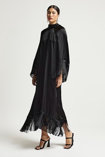 Satin Fringe Maxi Dress from River Island