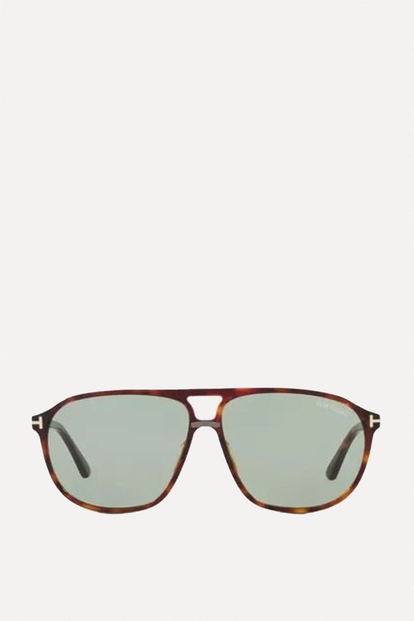 TR001634 Bruce Tortoiseshell Aviator-Frame Acetate Sunglasses from Tom Ford