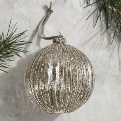 Mercury Ribbed Glitter Bauble from The White Company