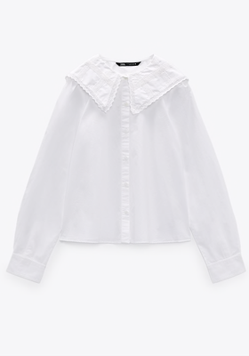 Embroidered Poplin Blouse from Zara