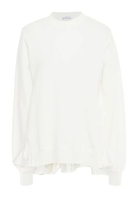 Ruffled Woven And French Cotton-Terry Sweatshirt from Clu