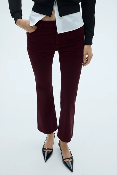 Sienna Flared Cropped Corduroy Trousers from Mango