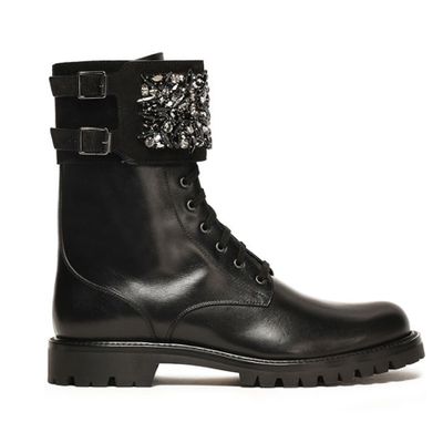 Crystal-Embellished Leather Ankle Boots from Rene'Caovilla