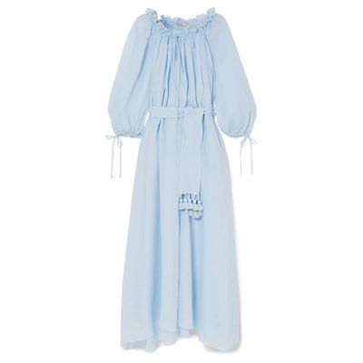 Almost A Honeymoon Tasseled Belted Ramie Maxi Dress from Three Graces London