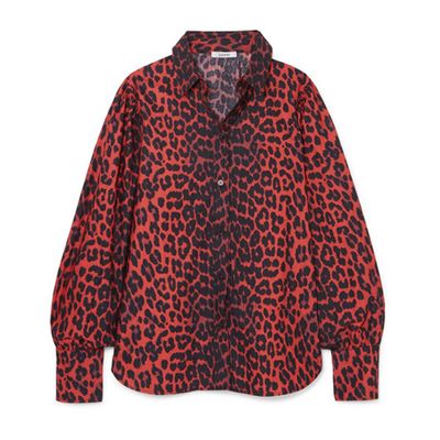 Bijou Leopard-Print Cotton-Poplin Shirt from Ganni