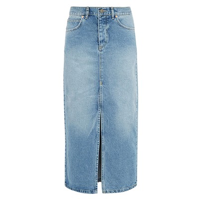 Slit-Front Denim Maxi Pencil Skirt from Raey