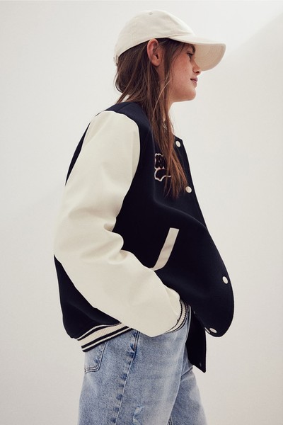 Appliquéd Baseball Jacket 