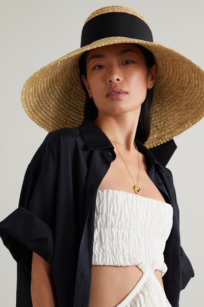 Mirabel Grosgrain-Trimmed Straw Sunhat  from Eugenia Kim