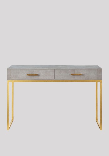 Lantau Stylish Taupe Faux Shagreen & Gold Dressing Table 