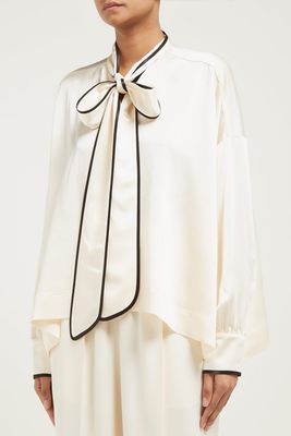 Pussy-Bow Crepe Blouse from For Restless Sleepers