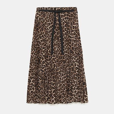 Pleated Animal Print Skirt from Zara